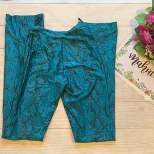 Turquoise Faux Snake Skin Pattern Stretchy Pants